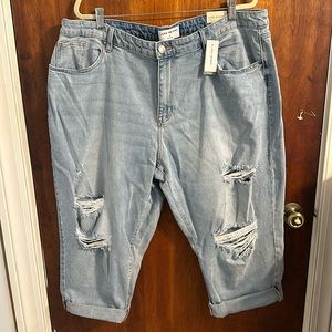 NWT Lane Bryant signature fit 20 boyfriend Capri light denim wash, distressed